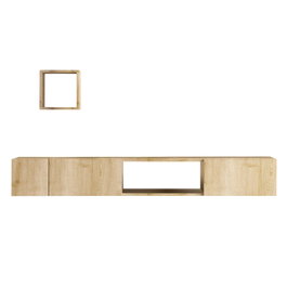Hanah Home Mueble TV Roble Zafiro 180cm Ancho, Estante Pared 25cm, Cómoda 50cm